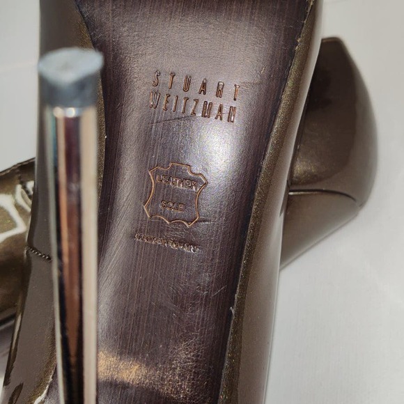 Stuart Weitzman Iron Quasar Pump Heels Size 8.5 Bronze Metallic Silver - Picture 5 of 5
